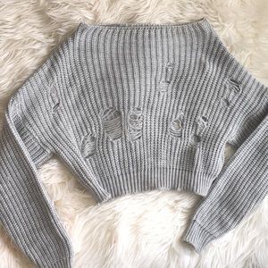 Distressed cropped sweater
